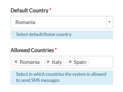ElementarySMS Allowed countries
