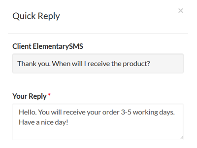 ElementarySMS Quick reply